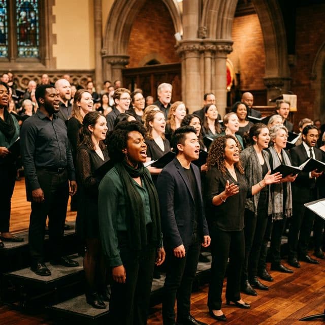 Choir singing passionately together